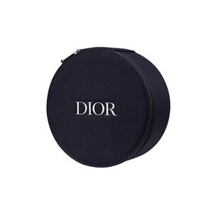 Dior Beauty Cosmetic Travel Case Round Mirror Zippered Pouch Recycled Cotton